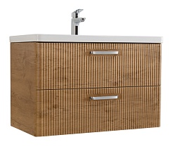 BelBagno Тумба с раковиной Due 80 подвесная Rovere Nature ручки Хром полированный – фотография-1